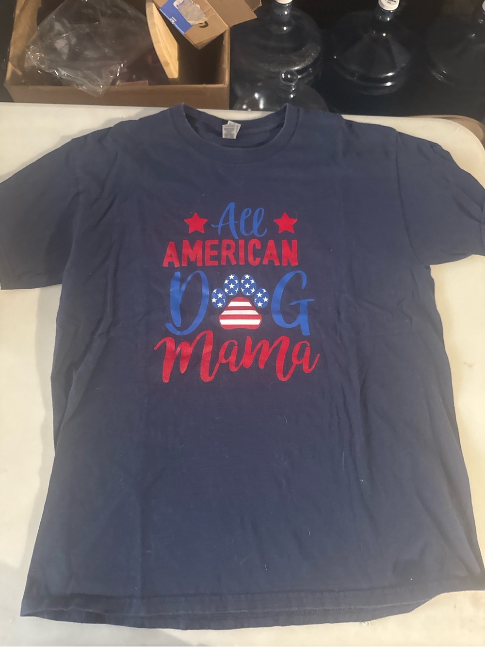 All American Dog Mama Kids T-Shirt - Navy